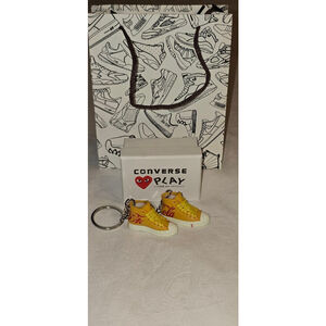 Unisex Yellow Red Sneaker Keychain Set with Box and Bag One Size